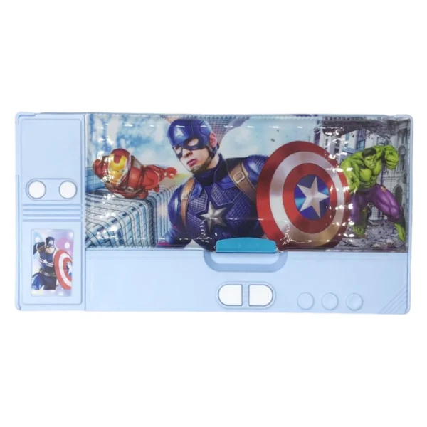 Multifunctional Jumbo Dual Side Magnetic Pencil Box (Captain America) - Image 1