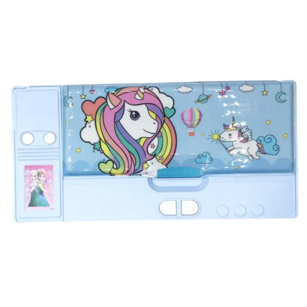 650c5d4d-6e5a-4275-81e3-317ebb0dc8ca Multifunctional Jumbo Dual Side Magnetic Pencil Box (Blue Unicorn) - Image 1