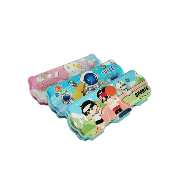 CartoonMagneticPencilBoxWithDualSharpenerforBoys_Girls1 Cartoon Magnetic Geometry Box With Dual Sharpener for Boys & Girls - Image 1